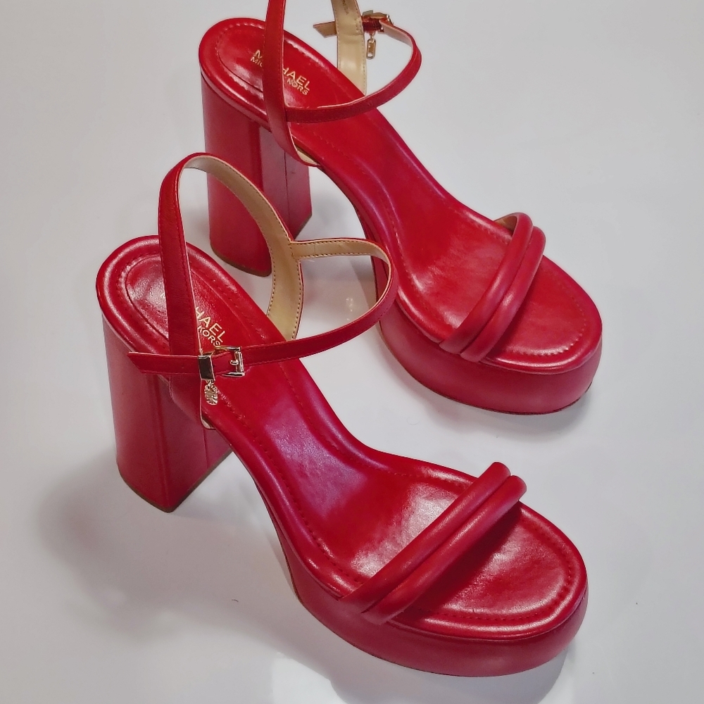 Michael Kors Red Platform Block Heel Sandals. Size 11M